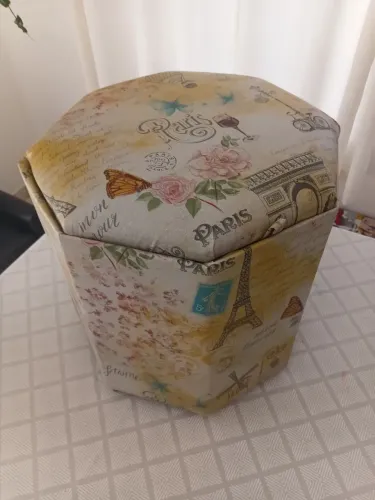 Puff banqueta Baú sextavado decorativo NOVO