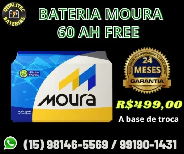 Bateria MOURA 60 amperes selada em promoção !