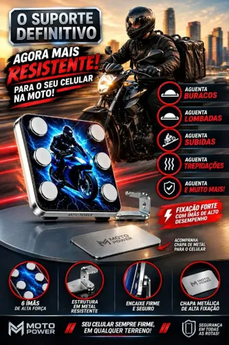 Suporte de Celular Magnético Para Moto (Não Treme)
