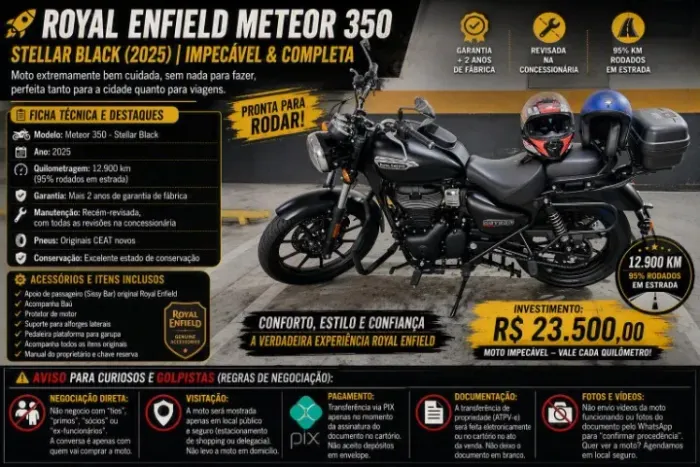 ROYAL ENFIELD METEOR 350 - STELLAR BLACK - ANO 2025