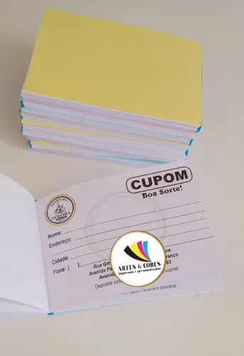 Bloquinhos de cupom para sorteio 