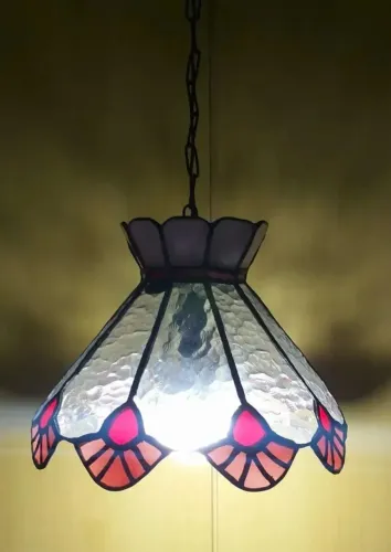 Pendente Tiffany Rosa em Vidro - Estilo Vintage
