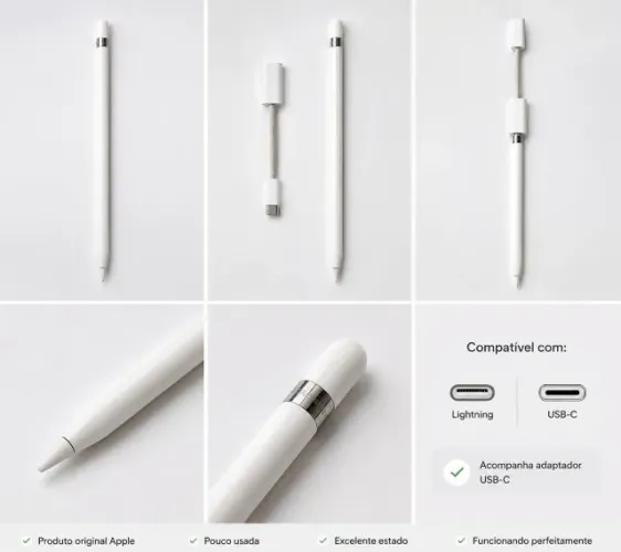 Apple pencial 1ª geração com adaptor USB-C original