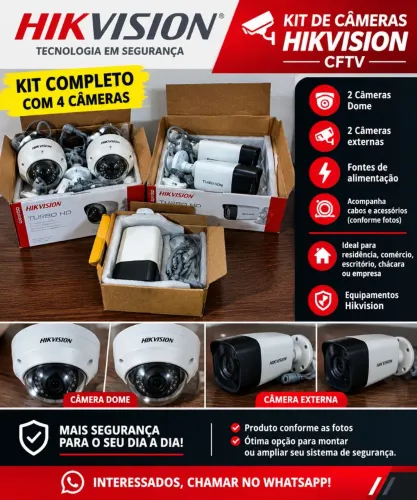 Kit 4 câmeras de segurança hikvision