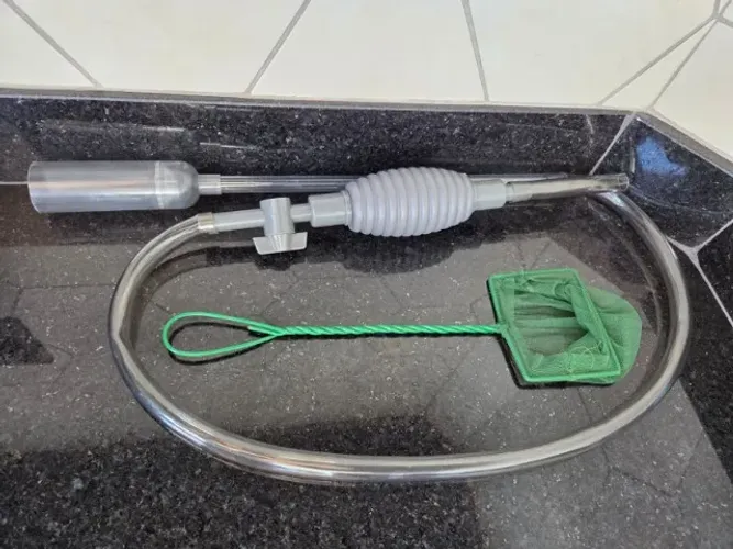 Sifão Aspirador + Rede para Limpeza de Aquários