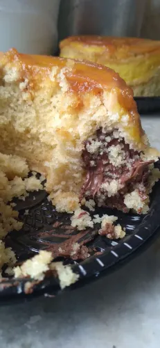 Bolo de Banana com recheio de Avelã com Cacau