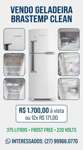 GELADEIRA BRASTEMP FROST FREE 375 litros