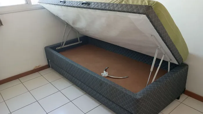 Bicama de Solteiro com Baú e Colchão de Espuma