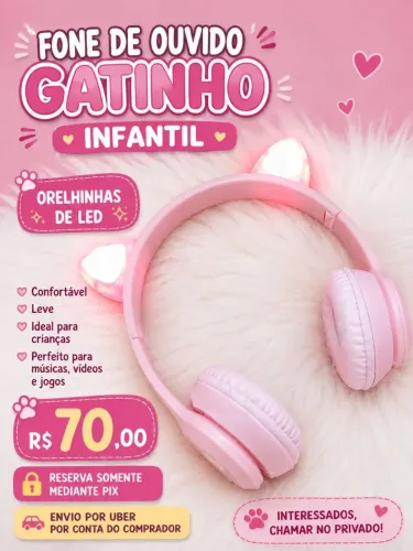 Fone infantil do gatinha