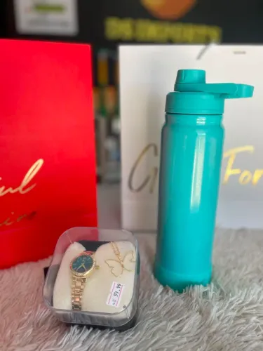 Garrafa térmica com kit relógio feminino - PROMOÇÃO DIA DOS NAMORADOS
