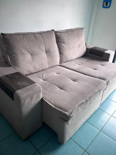 Sofá de luxo em linho retratil e reclinável entrego