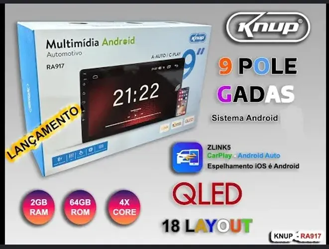 Central Multimidia Knup 9'' Ra917 Android Auto Carplay Am Fm