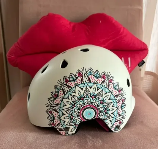 capacete infantil oxelo play 7 mandala branco medidas: 50-54 cm