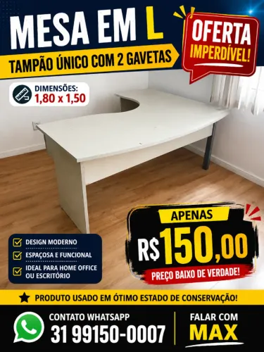 Mesa em L 1,80 x 1,50