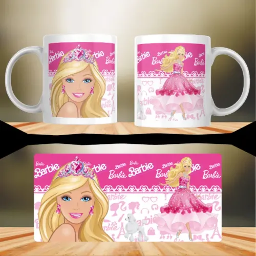 Caneca Barbie Rosa Princesa Presente Feminino