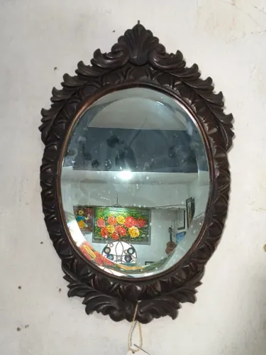 Espelho oval - moldura madeira maciça estilo vintage