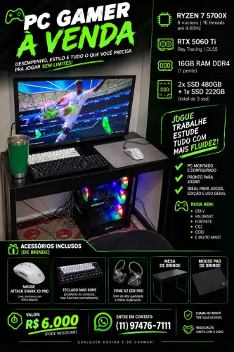 ? PC GAMER COMPLETO À VENDA - R$ 6.000 ?