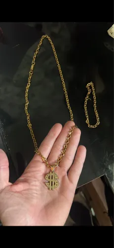 Corrente Cifrão banhada a ouro 18K cadeado pra vender hoje