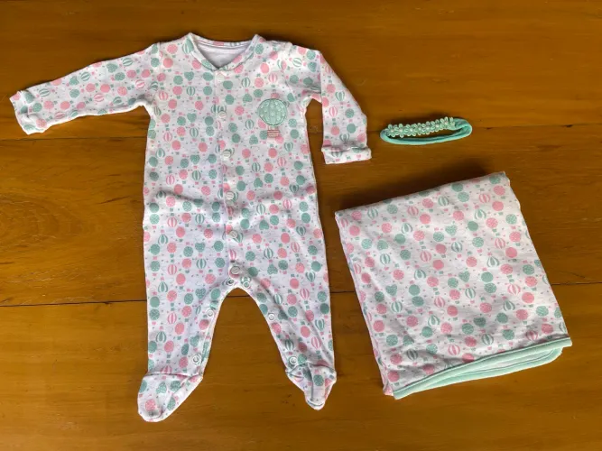 Macacão bebê com cueiro Mini Bear