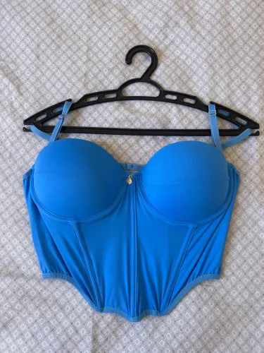 Cropped Corselet Azul - Pode ser usado como Lingerie ou Cropped - Novo