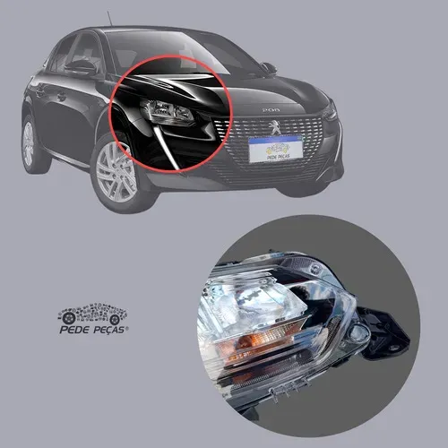 Farol Peugeot 208 2020 2021 2022 2023 24 25 Sem Led Novo Ld Direito/passageiro