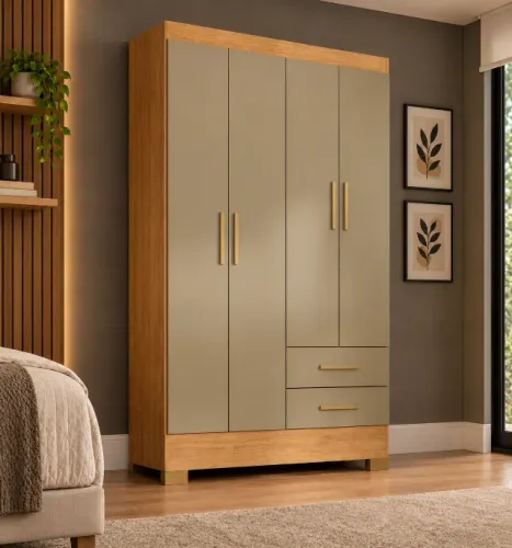 Guarda roupa 4 portas 2 gavetas (consulte cores)