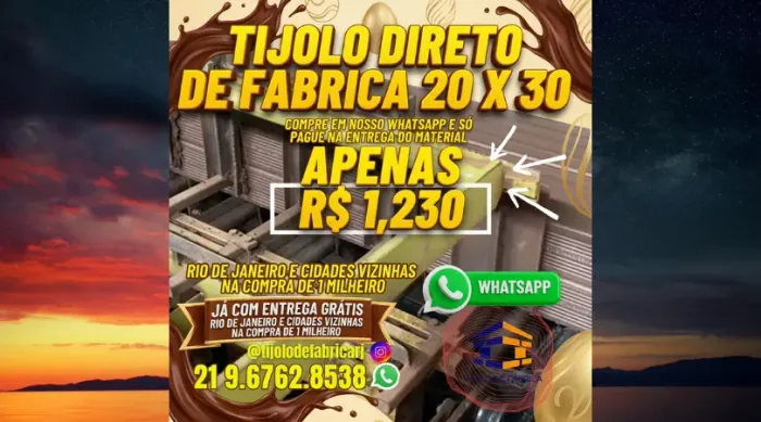 tijolo 10 furos 20x30 entrega rápida só pague na entrega 