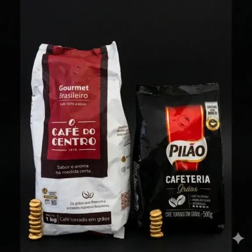 Kit Cafés Especiais em Grãos: Café do Centro (1kg) + Pilão Cafeteria (500g)