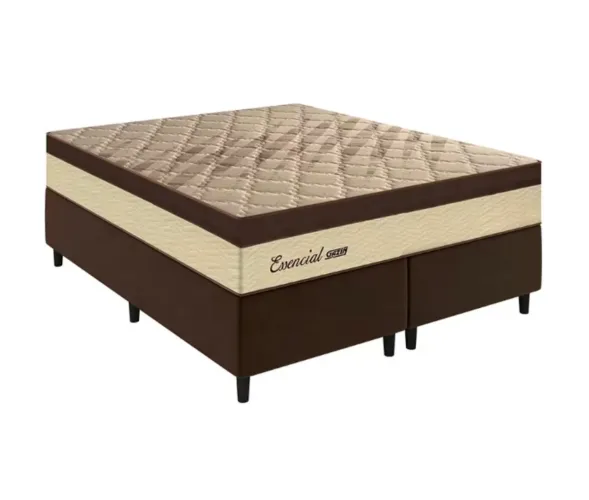 Conjunto Cama Box Essencial 158x65cm Molas Ensacadas Pilow Euro Top Bege  - Gazin