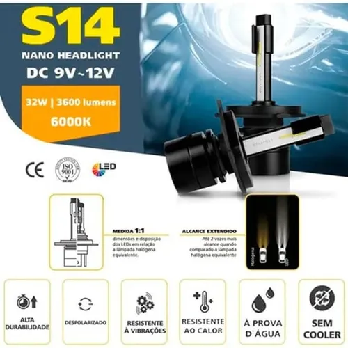 Lâmpada Super Led Nano Shocklight S14 H1 H11 H3 H16 H4 H7 HB4 HB3