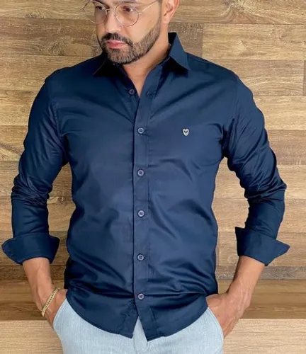 Camisas no Algodão Acetinada Slim