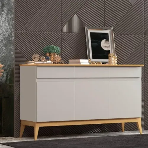 Buffet MAG 1,40m retrô 3 Portas Com Pés em madeira Maciça! Frete + Montagem Grátis