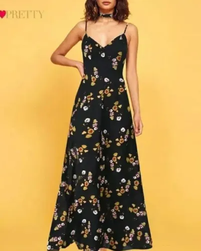 vestido longo floriado