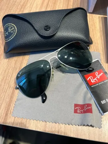 Oculos Ray-Ban unissex Modelo RB 3513, 147/71, aviador gradiente, cor grafite, lente cinz