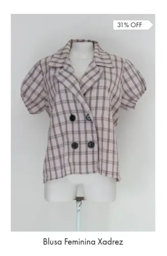 Blusa Feminina Xadrez - 31% OFF