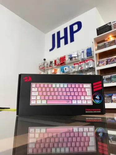 Teclado Mecânico Redragon Dragonborn Branco c/ Rosa RGB Switch Azul | Curitiba