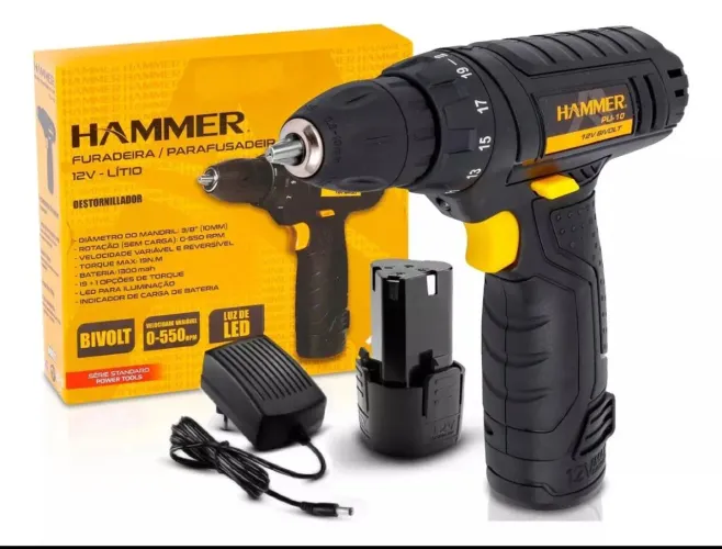 Furadeira e Parafusadeira PLI-10 12V Hammer Bivolt
