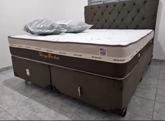 Cama box Colchão Molas e Suporte(Queen)