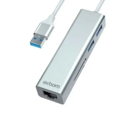 Hub Dock de Expansão USB 3.0 com 2 Portas USB 3.0 + Leitor de Cartão TF/SD + Ethernet RJ45