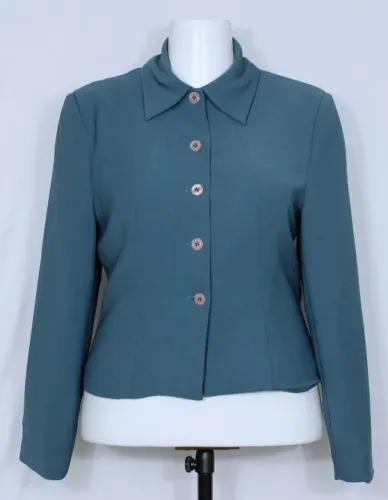 Blazer social alfaiataria feminino plus size azul petróleo claro - Veste 44/46 - Ref. 2835