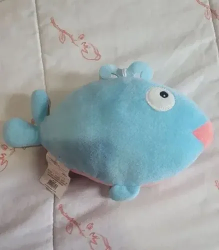 Urso de pelúcia peixe azul 30cm