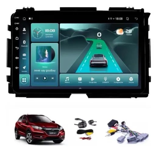 Central Multimídia Android 9 Pol. Carplay/ A.auto s/ fio Hr-v 15/21