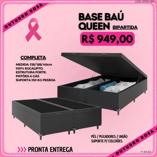 Base box baú casal bipartido queem