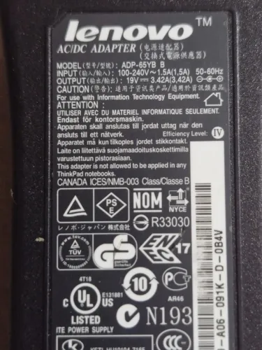 Fonte Carregador Lenovo  ADP-65YB 65W Usada