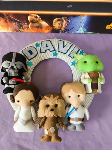 Guirlandas e Enfeites de Porta maternidade star Wars Davi 