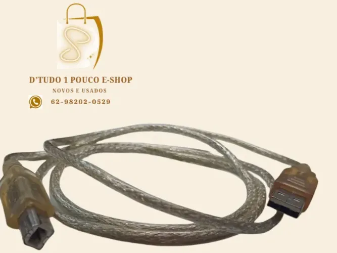 cabo USB 2.0 transparente- conector Tipo A e um conector Tipo B - impressoras 1,20m