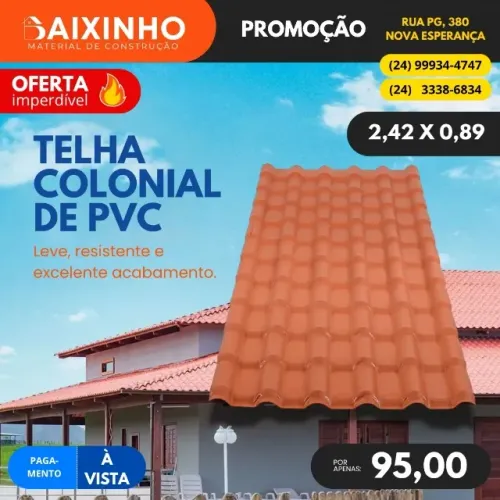 Telha Colonial PVC Terracota