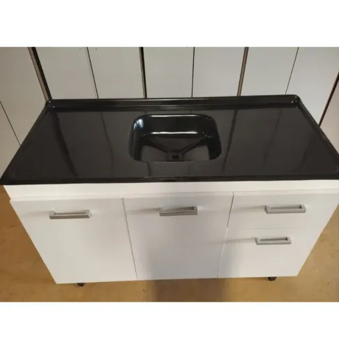 Cuba para Pia Marmorite Inox temos Balcão armário Cozinha Compacta 