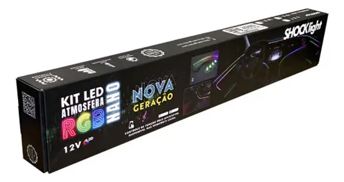 Kit Led Atmosfera Nano Rgb Painel Neon 18x1 12v Shocklight