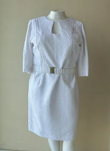 vestido branco brocado, tamanho 48, artesanal
